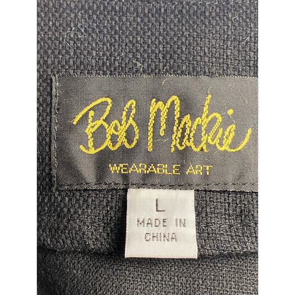 Bob Mackie Wearable Art Women's Black Cotton Scalloped Eyelet Tie Cardigan Large - Picture 3 of 9